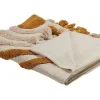 Manta Decorativa Em Algodao Creme E Laranja 130 X 180 Cm Mathura