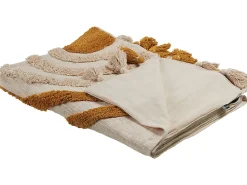 Manta Decorativa Em Algodao Creme E Laranja 130 X 180 Cm Mathura