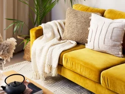 Manta Decorativa Em Algodao Creme 125 X 150 Cm Malu