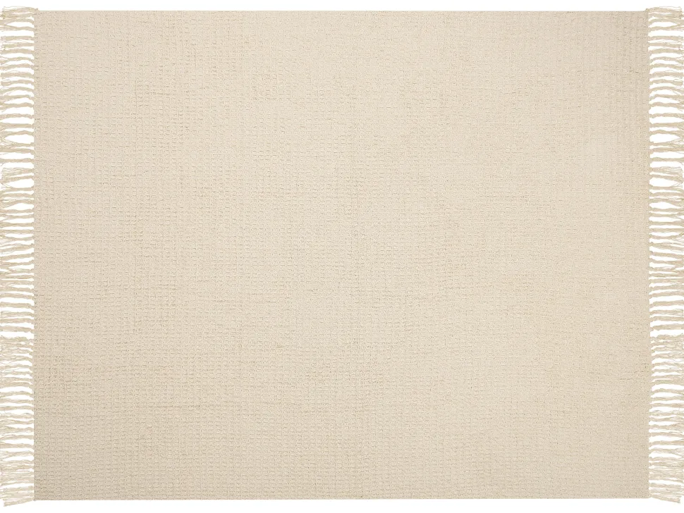 Manta Decorativa Em Algodao Creme 125 X 150 Cm Malu