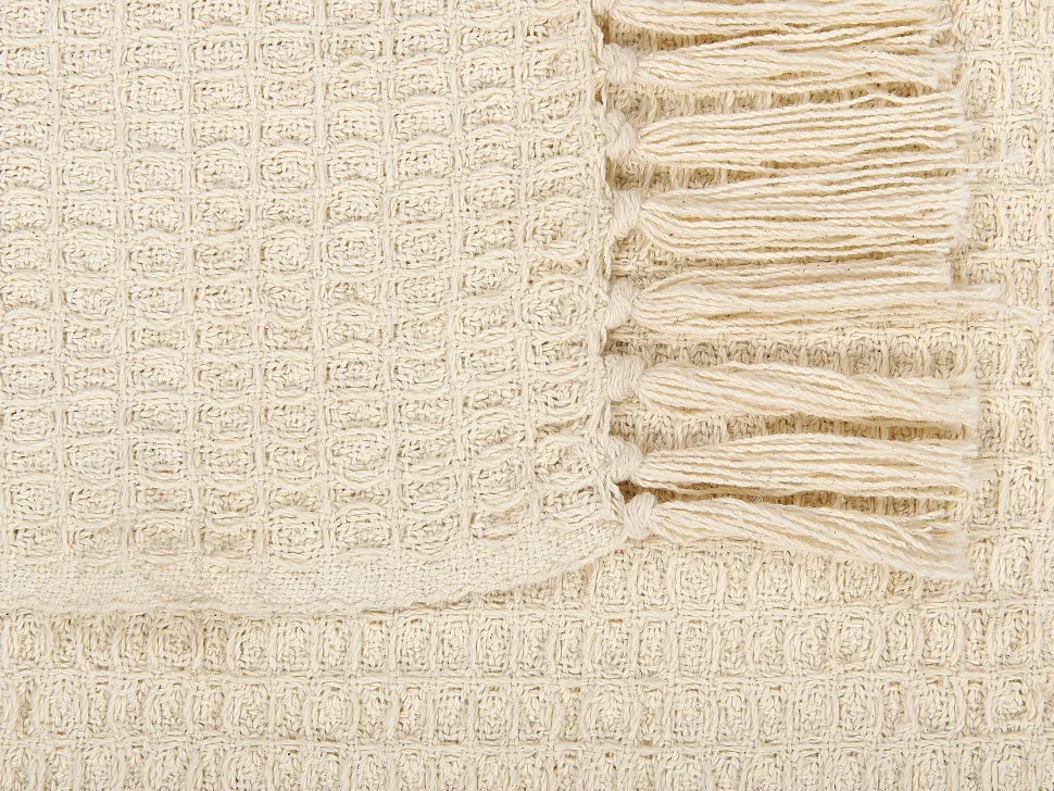 Manta Decorativa Em Algodao Creme 125 X 150 Cm Malu