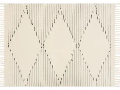 Manta Decorativa Em Algodao Creme Claro E Preto 130 X 170 Cm Uluyol