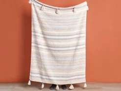 Manta Decorativa Em Algodao Creme 130 X 170 Cm Yarseli