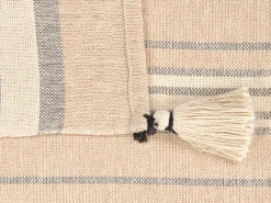 Manta Decorativa Em Algodao Creme 130 X 170 Cm Yarseli