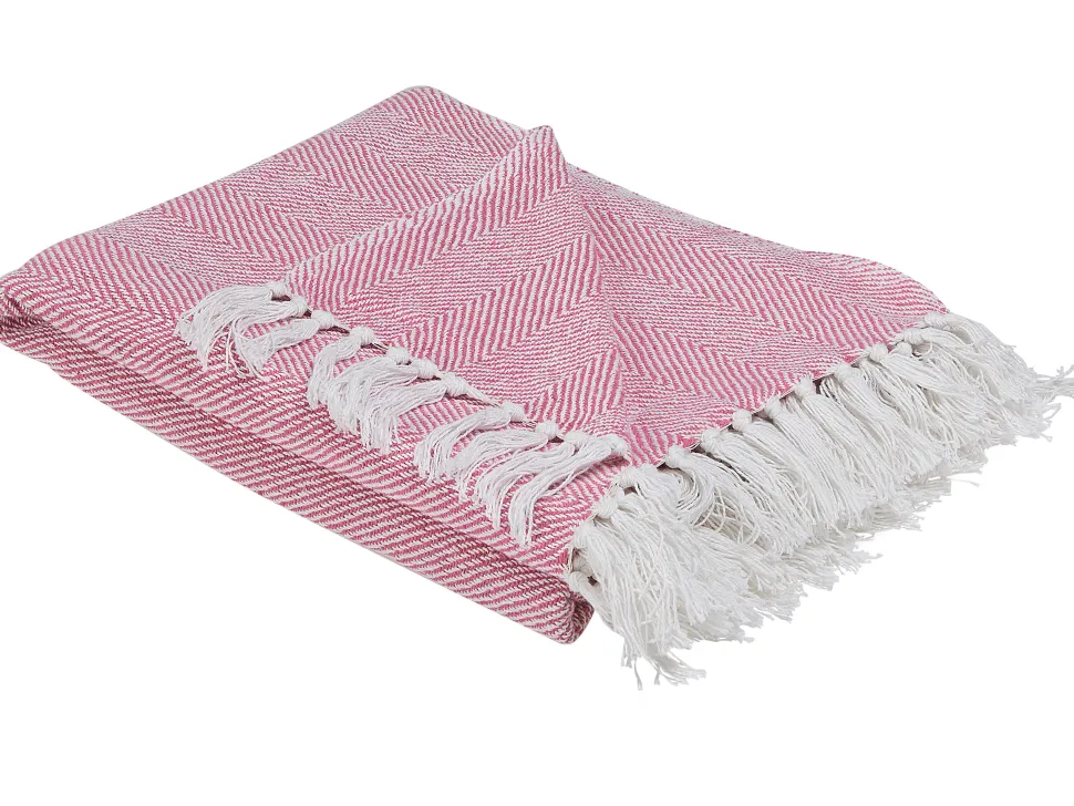 Manta Decorativa Em Algodao Rosa 130 X 160 Cm Tangier