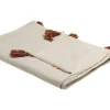 Manta Decorativa Em Algodao Creme E Laranja 130 X 180 Cm Khandwa