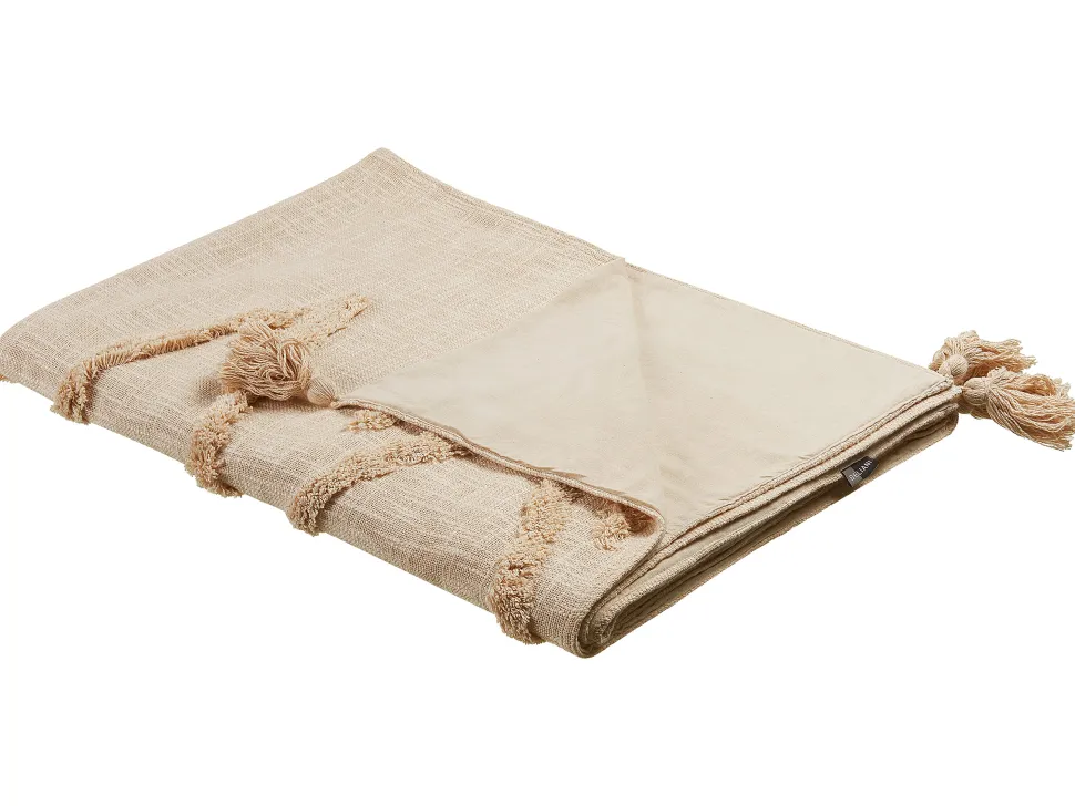 Manta Decorativa Em Algodao Creme 130 X 180 Cm Morbi