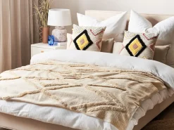 Manta Decorativa Em Algodao Creme 130 X 180 Cm Morbi