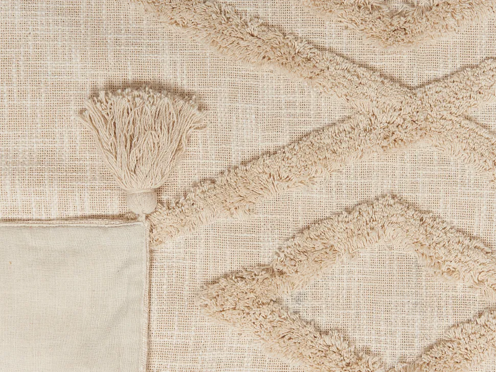 Manta Decorativa Em Algodao Creme 130 X 180 Cm Morbi