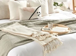 Manta Decorativa Em Algodao Creme 125 X 150 Cm Nazilli