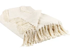 Manta Decorativa Em Algodao Creme 125 X 150 Cm Khari