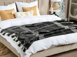 Manta Decorativa Em Algodao Preto 130 X 170 Cm Kulac