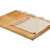 Manta Decorativa Em Algodao Amarelo E Creme 130 X 180 Cm Firozabad