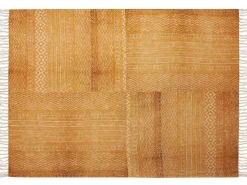 Manta Decorativa Em Algodao Amarelo E Creme 130 X 180 Cm Firozabad