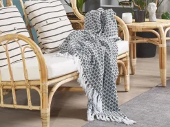 Manta Decorativa Em Algodao Preto E Branco 130 X 160 Cm Kiraman