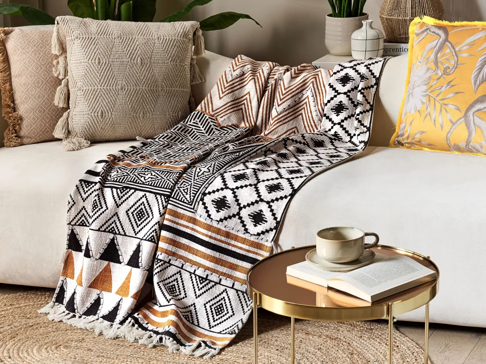 Manta Decorativa Em Algodao Multicolor 130 X 180 Cm Proddatur