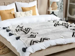 Manta Decorativa Preta E Branca 130 X 150 Cm Saatli