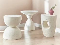 Mesa De Apoio Branca Com Efeito Terrazzo Caoria