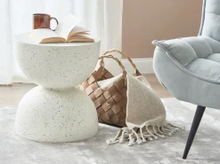 Mesa De Apoio Branca Com Efeito Terrazzo Caoria