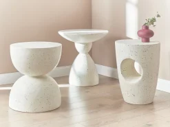 Mesa De Apoio Branca Com Efeito Terrazzo Caffi