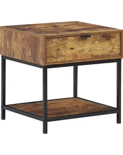 Mesa De Apoio Com 1 Gaveta Em Madeira Escura Berkley