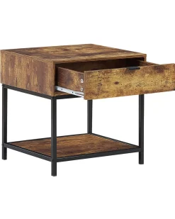 Mesa De Apoio Com 1 Gaveta Em Madeira Escura Berkley