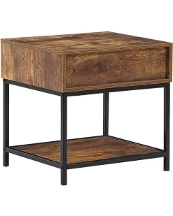 Mesa De Apoio Com 1 Gaveta Em Madeira Escura Berkley