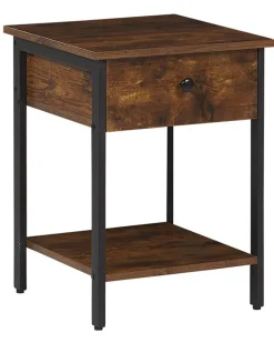 Mesa De Apoio Com 1 Gaveta Em Madeira Escura Vester