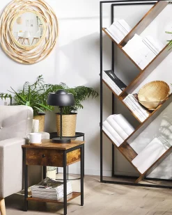 Mesa De Apoio Com 1 Gaveta Em Madeira Escura Vester