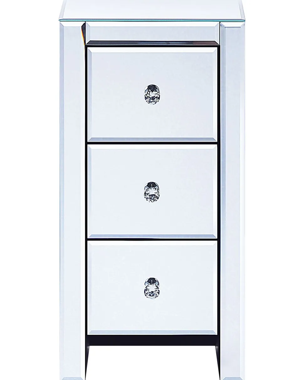 Mesa De Apoio Com 3 Gavetas Em Efeito Espelhado Prateada Lorris