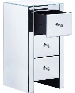 Mesa De Apoio Com 3 Gavetas Em Efeito Espelhado Prateada Lorris