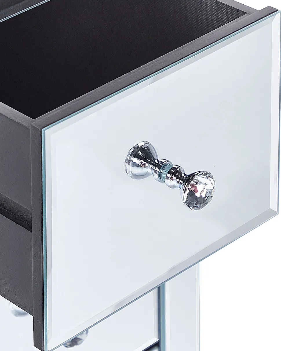 Mesa De Apoio Com 3 Gavetas Em Efeito Espelhado Prateada Lorris