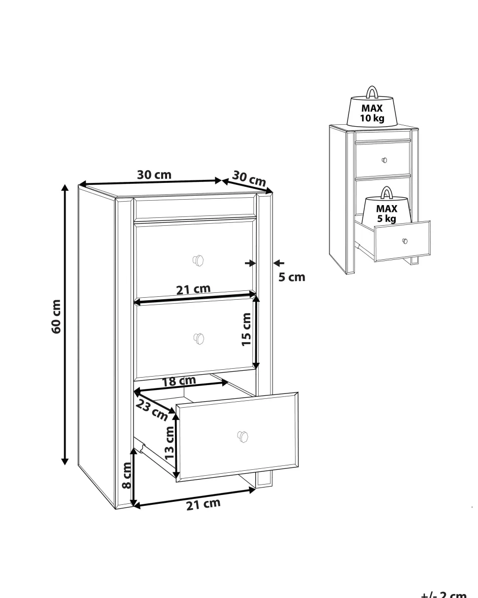 Mesa De Apoio Com 3 Gavetas Em Efeito Espelhado Prateada Lorris