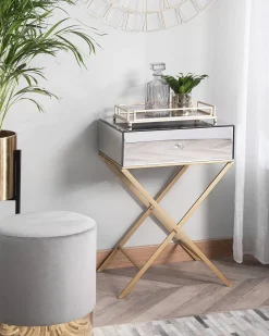 Mesa De Apoio Com 1 Gaveta Em Efeito Espelhado Vivy