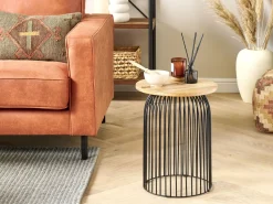 Mesa De Apoio Em Madeira Clara De Mango E Preta Wills