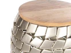 Mesa De Apoio Em Madeira Clara De Mango E Prateado Jabiru