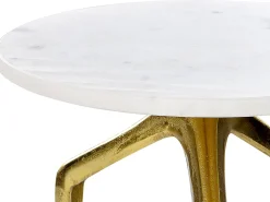 Mesa De Apoio Em Marmore Branco E Dourado Tilpa
