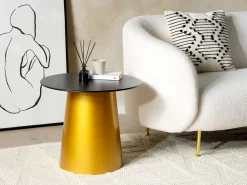Mesa De Apoio Em Metal Dourado E Preto Kerang