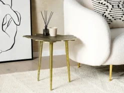 Mesa De Apoio Em Metal Dourado Mimili