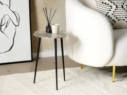 Mesa De Apoio Em Metal Prateado E Preto Puhoi