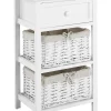 Mesa De Cabeceira Com 2 Cestos Branca Flowella