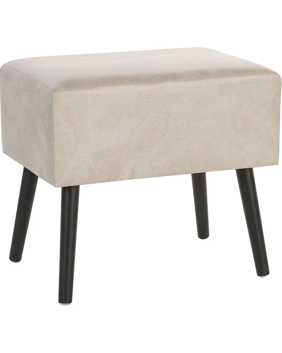 Mesa De Cabeceira Com 1 Gaveta Em Pele Sintetica Creme Eurostar