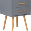 Mesa De Cabeceira Com 2 Gavetas Cinzenta Alabama