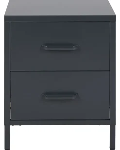 Mesa De Cabeceira Com 2 Gavetas Em Metal Cinzento Grafite Malavi