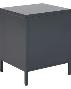 Mesa De Cabeceira Com 2 Gavetas Em Metal Cinzento Grafite Malavi