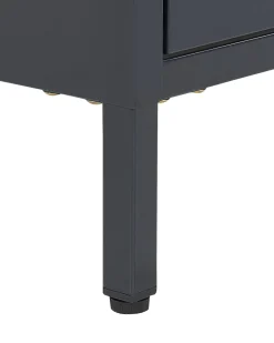 Mesa De Cabeceira Com 2 Gavetas Em Metal Cinzento Grafite Malavi