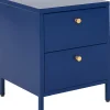 Mesa De Cabeceira Com 2 Gavetas Em Metal Azul Marinho Kylea