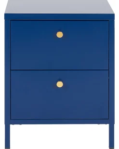 Mesa De Cabeceira Com 2 Gavetas Em Metal Azul Marinho Kylea