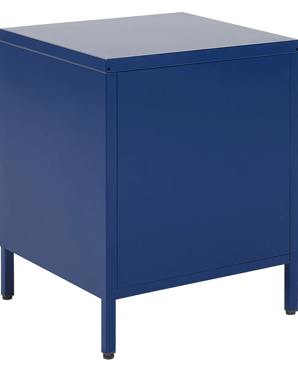 Mesa De Cabeceira Com 2 Gavetas Em Metal Azul Marinho Kylea
