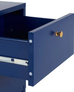 Mesa De Cabeceira Com 2 Gavetas Em Metal Azul Marinho Kylea